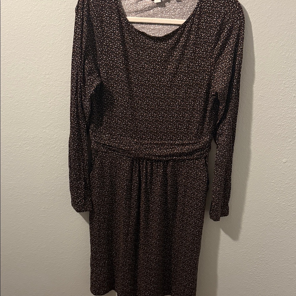 Boden Black and White, orange and brown Long Sleeve Dress